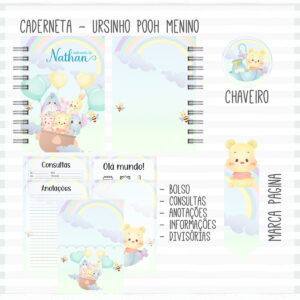Caderneta de Vacina Pooh Menino Mod 01 - Arquivo Digital