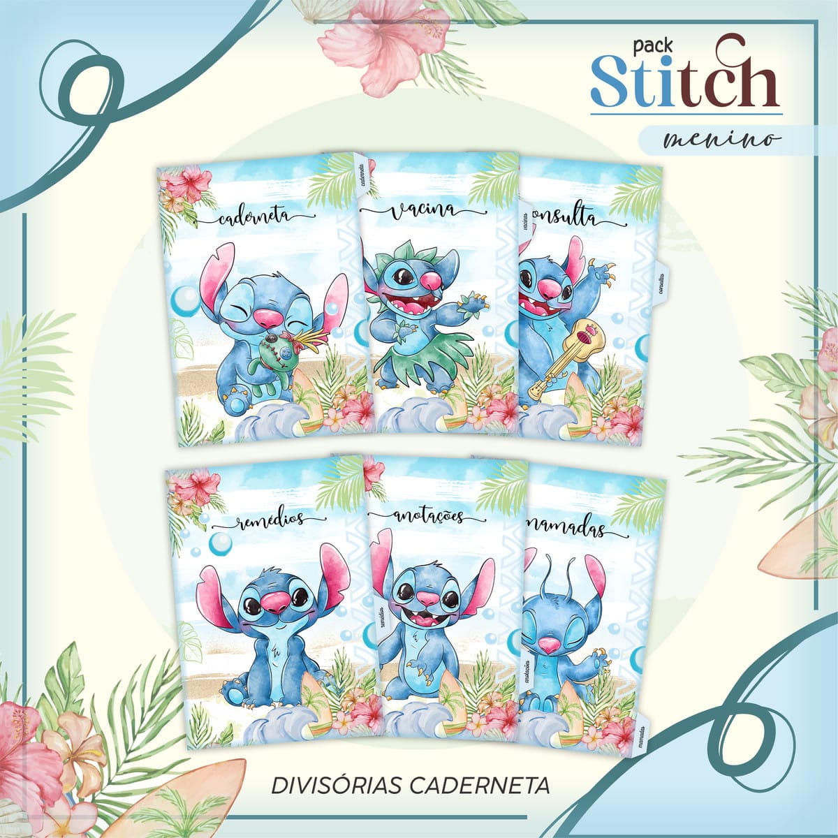 Caderneta de Vacina Stitch Menino para Editar e Imprimir 4 Caderneta de Vacina Stitch Menino para Editar e Imprimir - Imagem 4