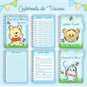 caderneta de vacina ursinho pooh para personalizar
