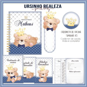 Caderneta de Vacina Ursinho Realeza Menino - Arquivo Digital