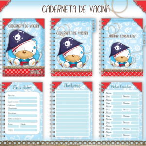 caderneta de vacina urso pirata personalizavel