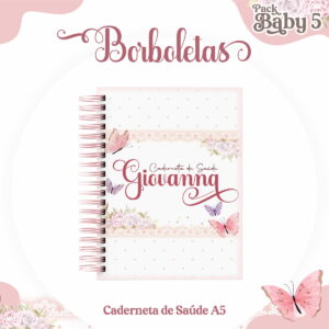 caderneta de vacinacao borboletas digital para personalizar
