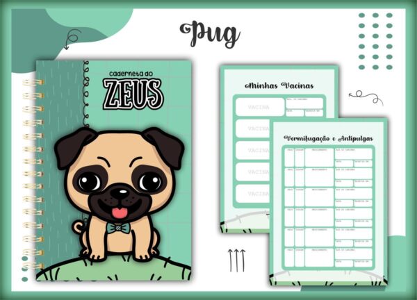 Caderneta Vacina Pet Pug Macho - Arquivo Digital