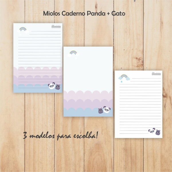 Caderno A5 - Panda + Gato - Arquivo Digital