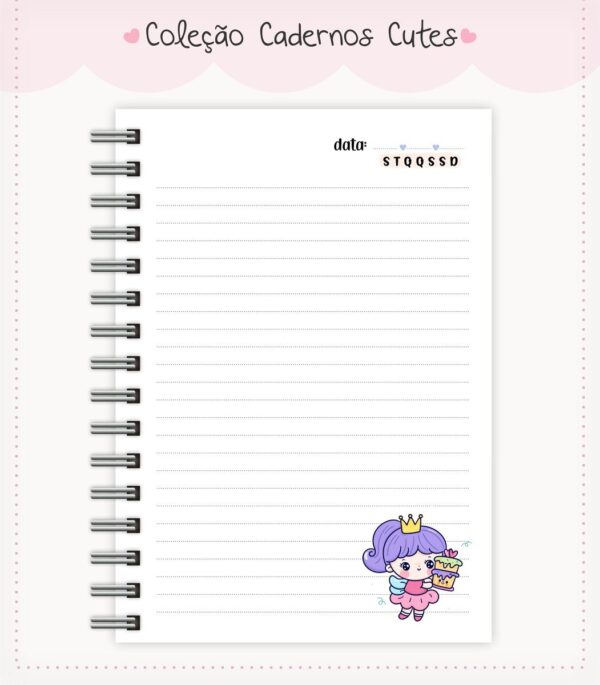 Caderno Cute Menina 10 - Arquivo Digital