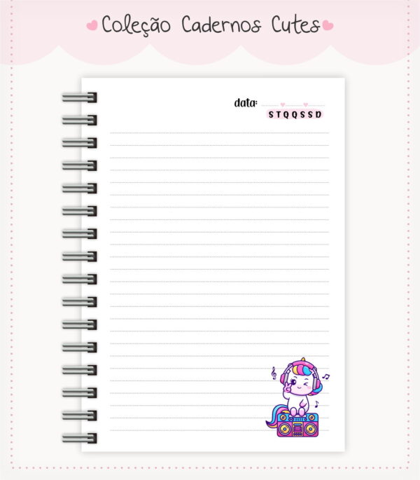 Caderno Cute Menina 5 - Arquivo Digital