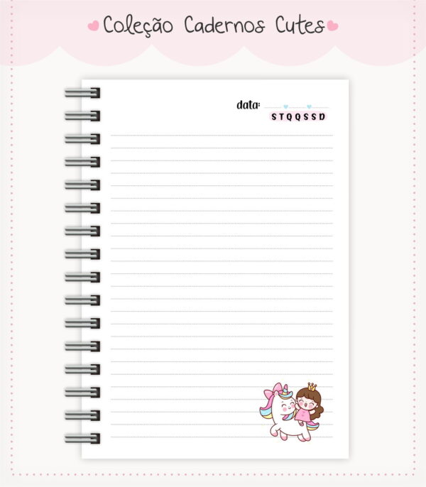 Caderno Cute Menina 6 - Arquivo Digital