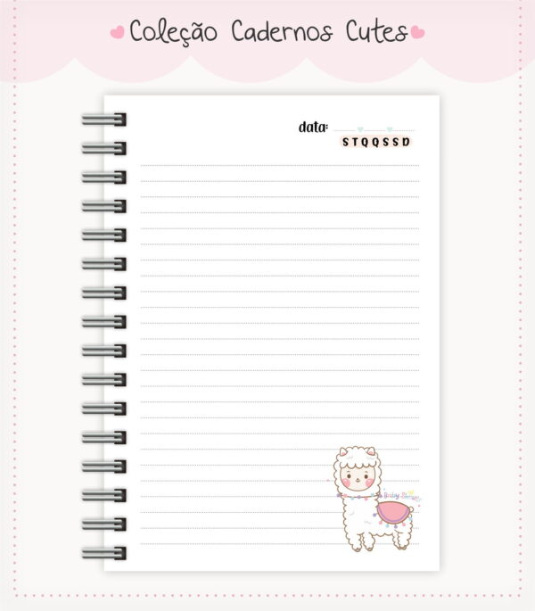 Caderno Cute Menina 8 - Arquivo Digital