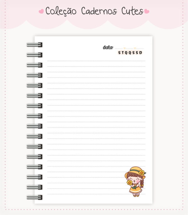 Caderno Cute Menina 9 - Arquivo Digital