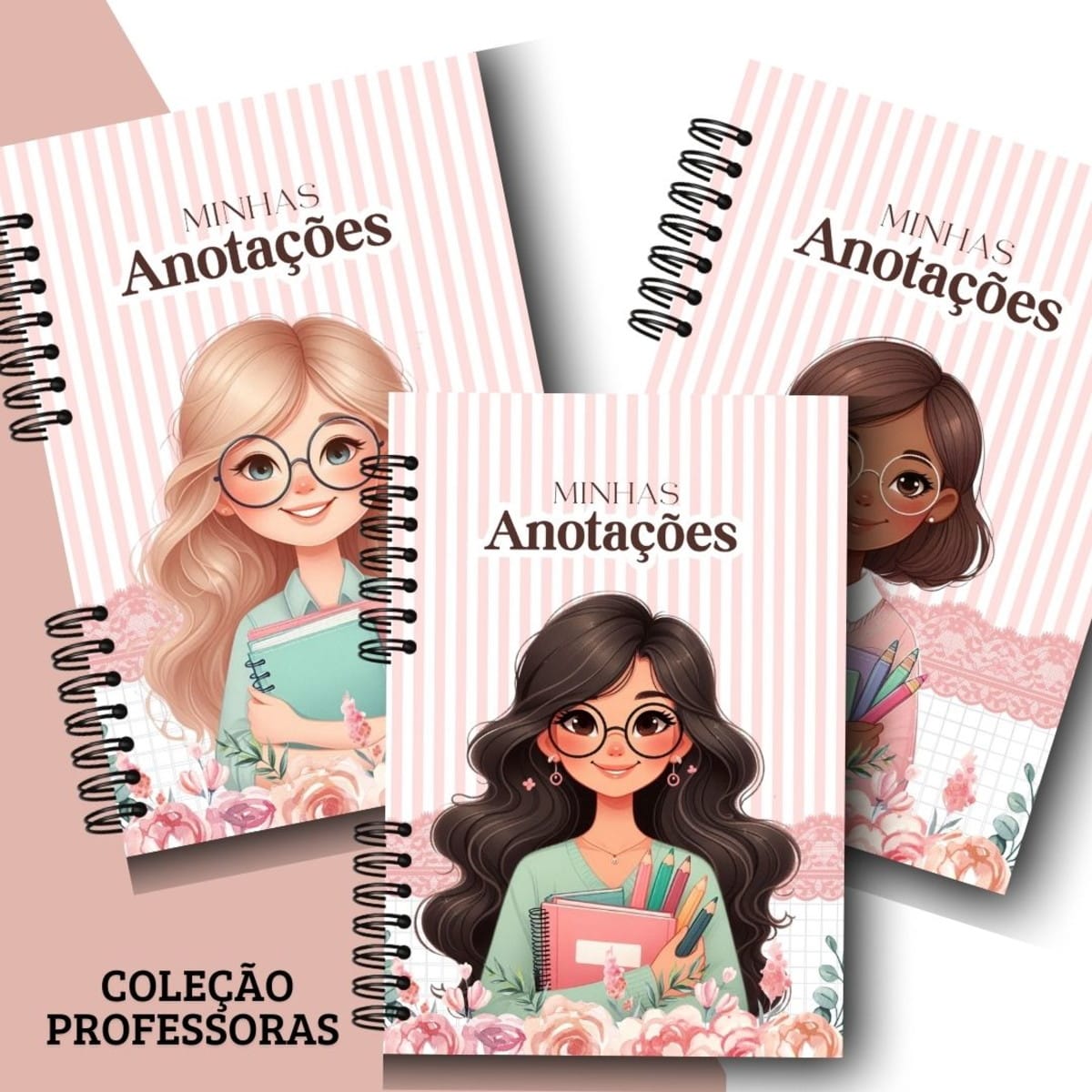 Kit Digital Caderno de Anotações Professoras Personalizável 1 Kit Digital Caderno de Anotações Professoras Personalizável