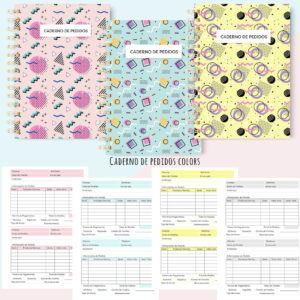 caderno de pedidos candy color digital com 3 capas e miolos