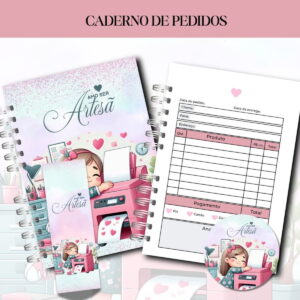 caderno de pedidos digital artesa menina costureira