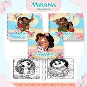 Apresentação de livros de colorir digitais com personagens tropicais e páginas para pintura.