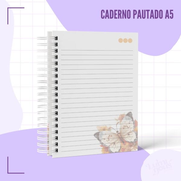 Caderno Pautado Borboleta Branca - Arquivo Digital