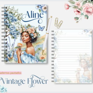 caderno pautado digital floral vintage para encadernacao 5