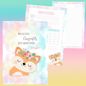 caderno universitario digital raposa para personalizar