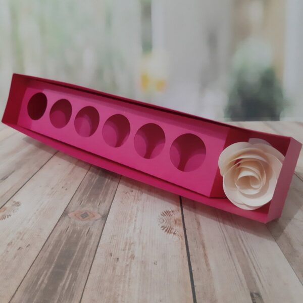 Caixa para 6 doces e 1 Rosa - MOLDE LIMPO - Arquivo Digital