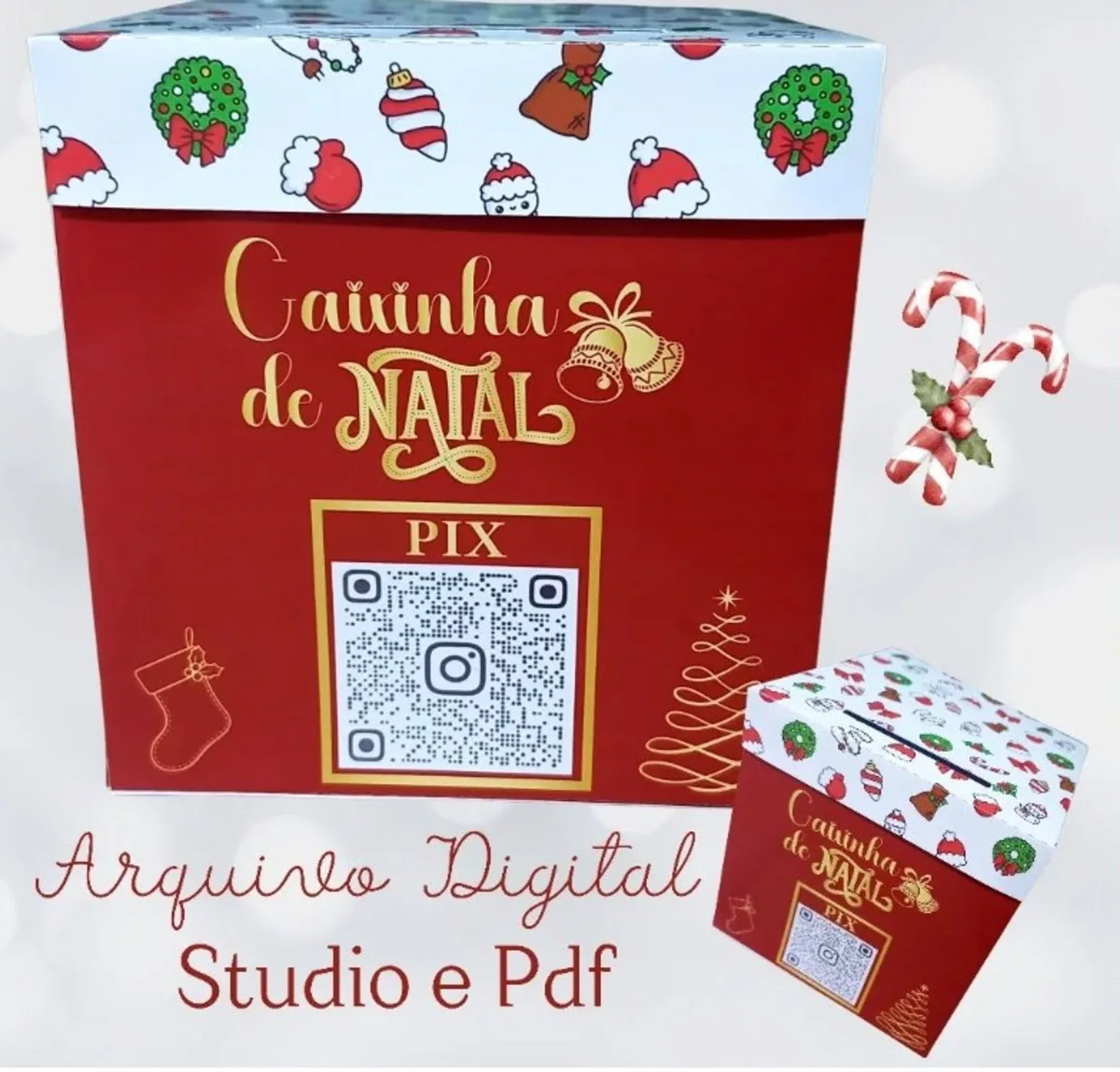 Caixinha de Natal para imprimir e montar em PDF e Studio