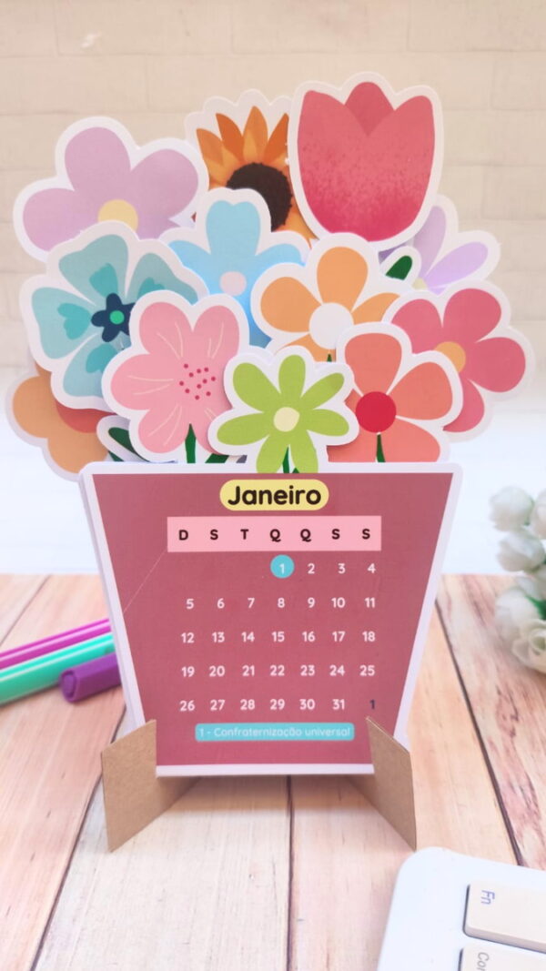 Calendário Flores 2025 - Arquivo Digital