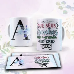 Canecas Alfabeto Floral Roxo - Arquivo Digital 20 Canecas Alfabeto Floral Roxo - Arquivo Digital