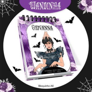 capa de bloquinho wandinha para imprimir e personalizar