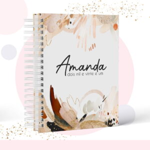 capa de caderno geometrica floral em aquarela tons terrosos
