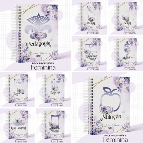 Capas Profissões Feminina Lilás - Arquivo Digital