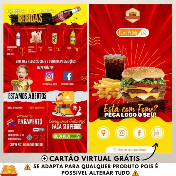 Cardápio De Lanches Para Editar E Imprimir+ Bônus Grátis