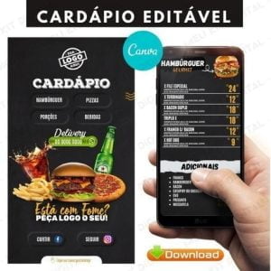 Cardápio Digital Lanchonete Pizzaria Editável No Celular