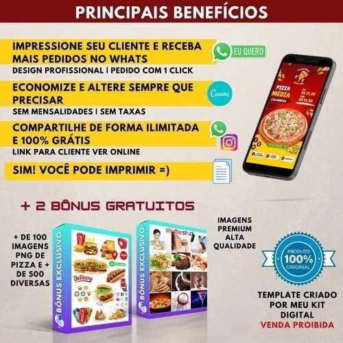 Cardápio Para Pizzaria - Digital & 100% Editável + Bônus 9 Cardápio Para Pizzaria - Digital & 100% Editável + Bônus