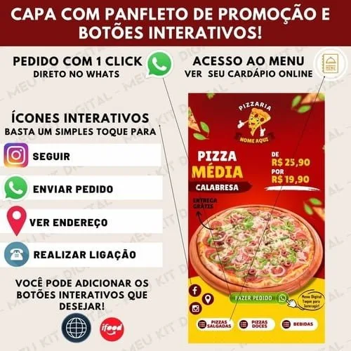 Cardápio Para Pizzaria - Digital & 100% Editável + Bônus 3 Cardápio Para Pizzaria - Digital & 100% Editável + Bônus