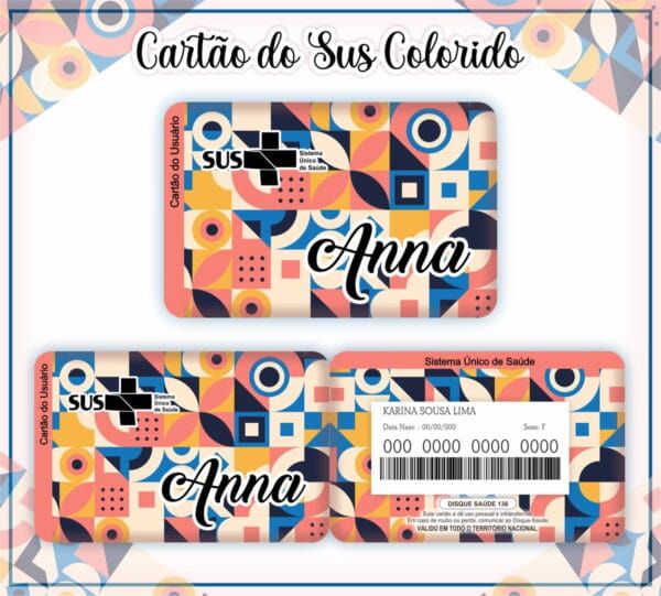 Cartão Personalizado SUS Adulto Feminino - ARQUIVO DIGITAL