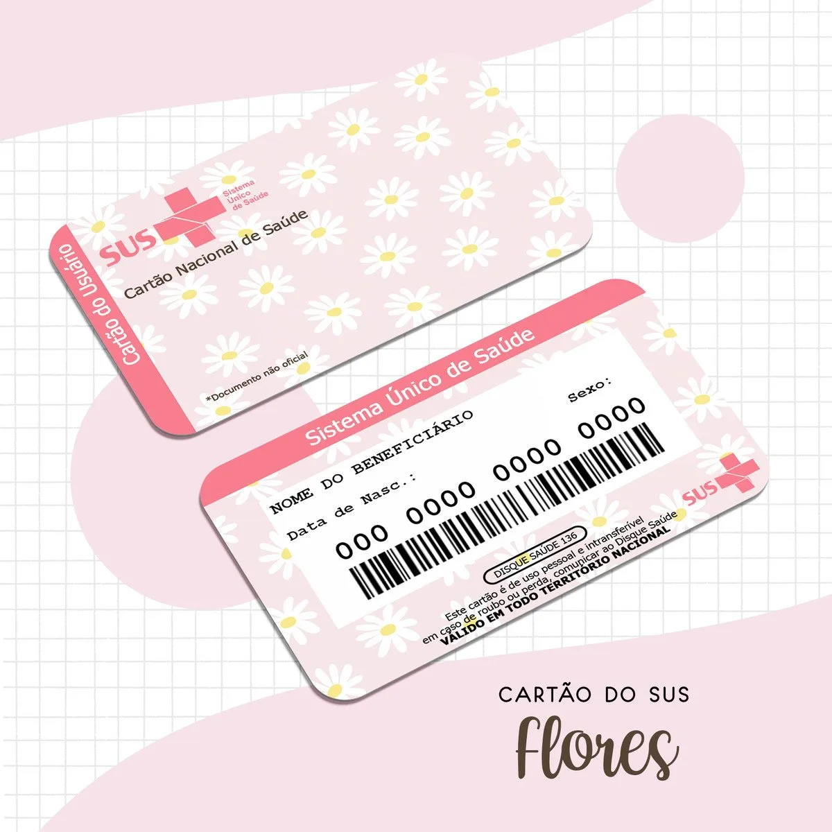Cartão Sus Adulto Flores - Arquivo Digital 1 Cartão Sus Adulto Flores - Arquivo Digital
