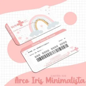 Cartão Sus Arco Íris Minimalista Menina - Arquivo Digital 12 Cartão Sus Arco Íris Minimalista Menina - Arquivo Digital