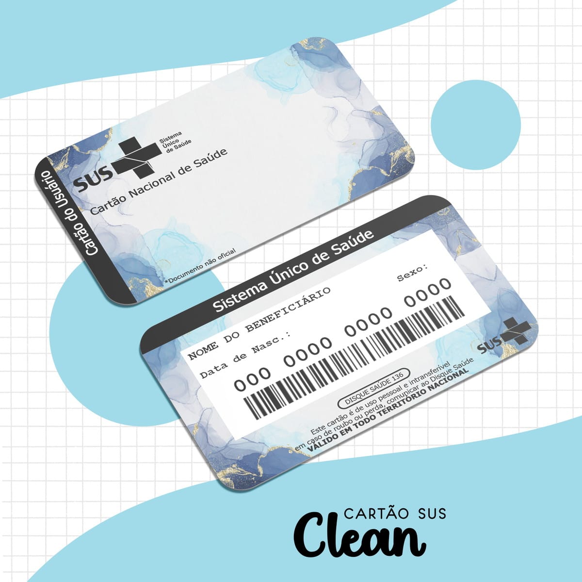 Cartão SUS Clean Azul em PNG para Scrapbooking e Papelaria 1 Cartão SUS Clean Azul em PNG para Scrapbooking e Papelaria