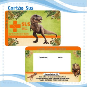 cartao sus dinossauro arquivo digital para personalizar