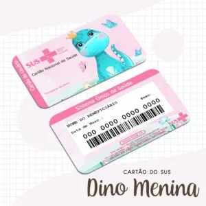 Cartão Sus Dinossauro Menina - Arquivo Digital 24 Cartão Sus Dinossauro Menina - Arquivo Digital