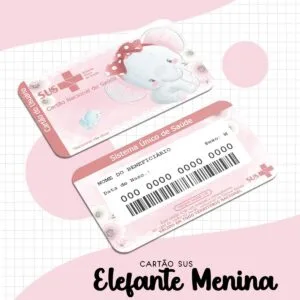 Cartão Sus Elefante Menina - Arquivo Digital 6 Cartão Sus Elefante Menina - Arquivo Digital