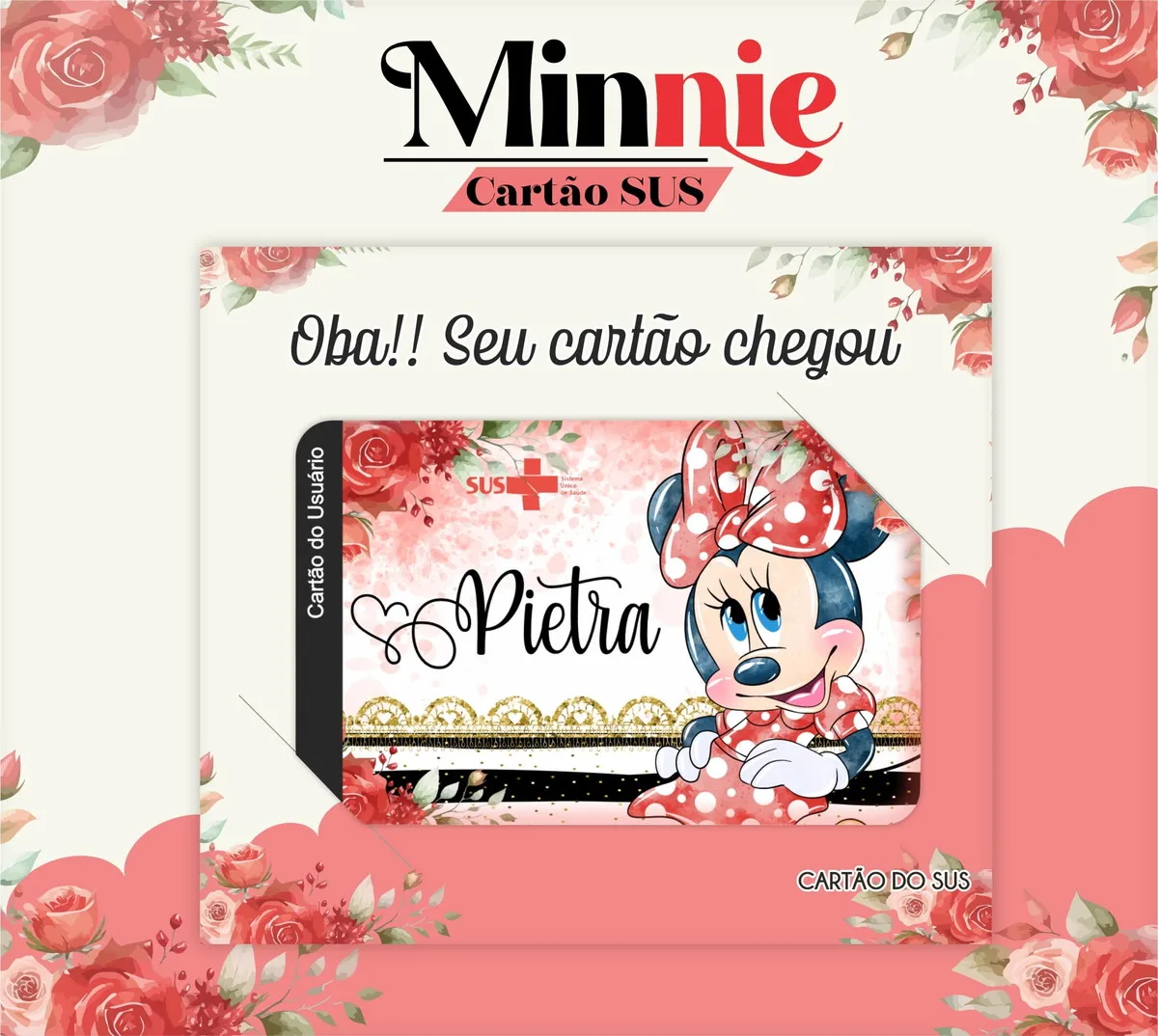 Arte digital de cartão personalizado temático com personagem e nome em destaque.
