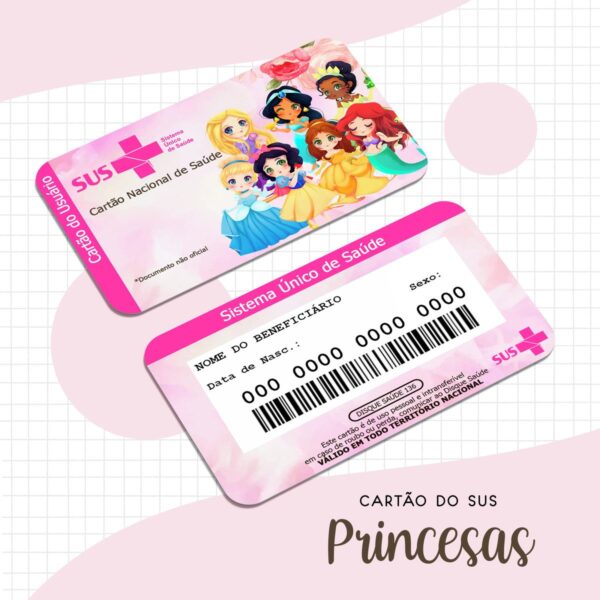 Cartao Sus Princesas Editavel Arquivo Digital