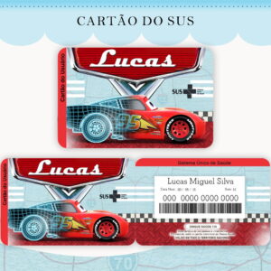 cartao sus tema carros digital para imprimir