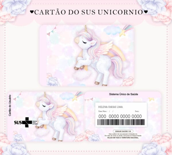 Cartão Sus Unicórnio Aquarelado - Arquivo Digital