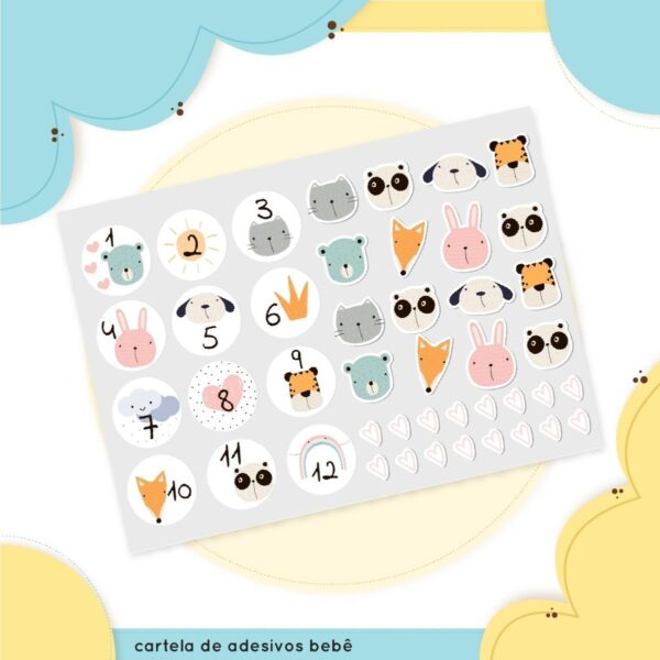 Cartela Stickers/Adesivos Bebê - Arquivo Digital