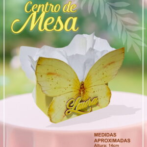 centro de mesa borboleta amarela em pdf e studio