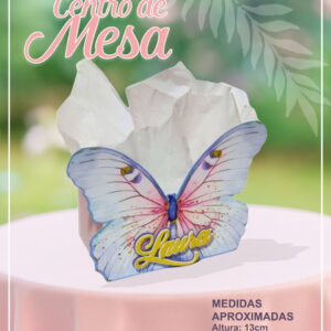 centro de mesa borboleta rosa e azul em pdf e studio