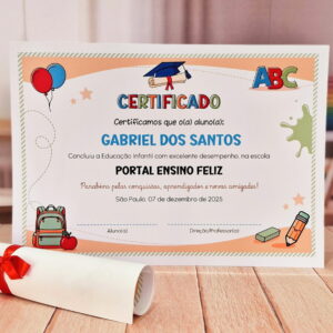 certificado infantil para imprimir com tema abc
