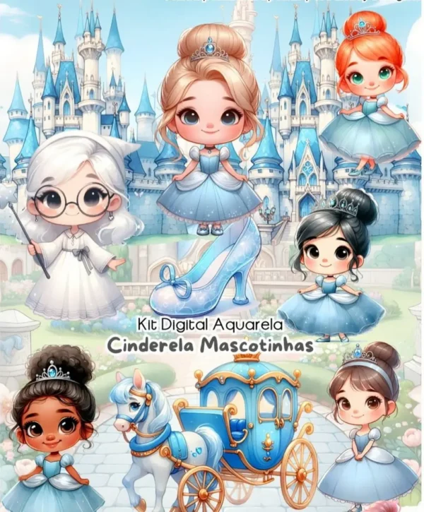 Cinderela e Mascotinha Kit de Imagens para Download