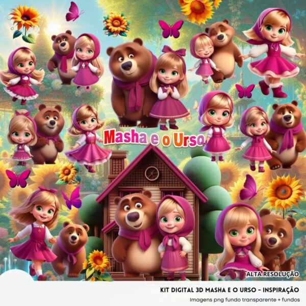 Cliparts Masha e o Urso Png Imagens Baby 3D Cute Bebês