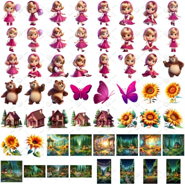 Cliparts Masha e o Urso Png Imagens Baby 3D Cute Bebês