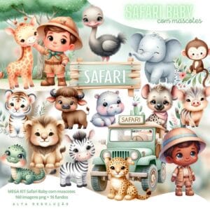Cliparts Safari Baby Aquarela Png Imagens Animais Bebes 3d 5